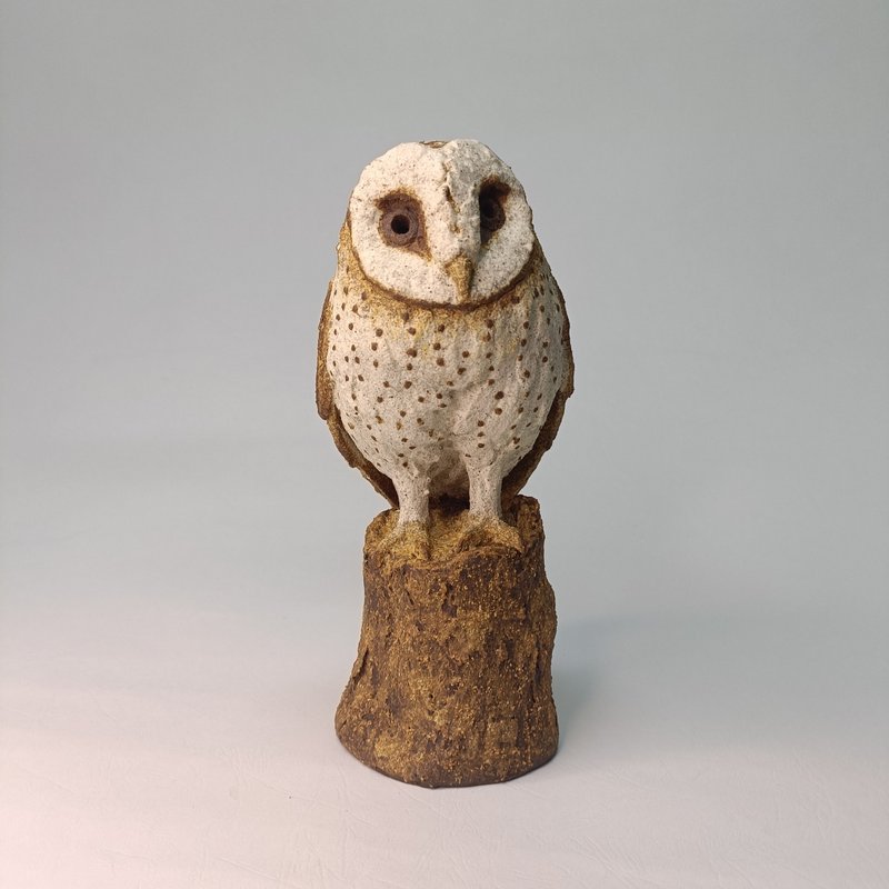 ミニチュアリアルフクロウ - メンフクロウ / 陶芸品 / 生態 / オリジナル - 置物 - 陶器 