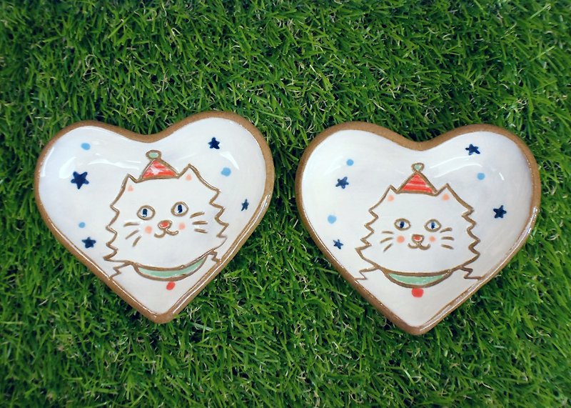【造型盤】貓咪小王子─白貓限定 - 碟子/醬料碟 - 陶 
