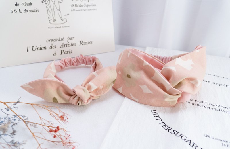 Full month gift box | Headband | Mother and daughter headband | Baby headband | Full month gift box | Pink flowers - Baby Hats & Headbands - Cotton & Hemp Pink