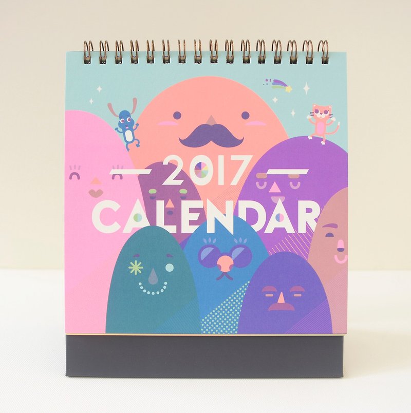 2017 Rock pen stencil printing desk calendar playful Release (10 ordered area) - ปฏิทิน - กระดาษ สีแดง