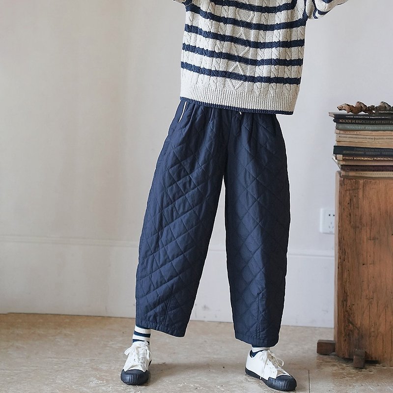 Navy Sherry Cotton Balloon Pants | Pants | Autumn and Winter | Sora-1087 - กางเกงขายาว - ผ้าฝ้าย/ผ้าลินิน 