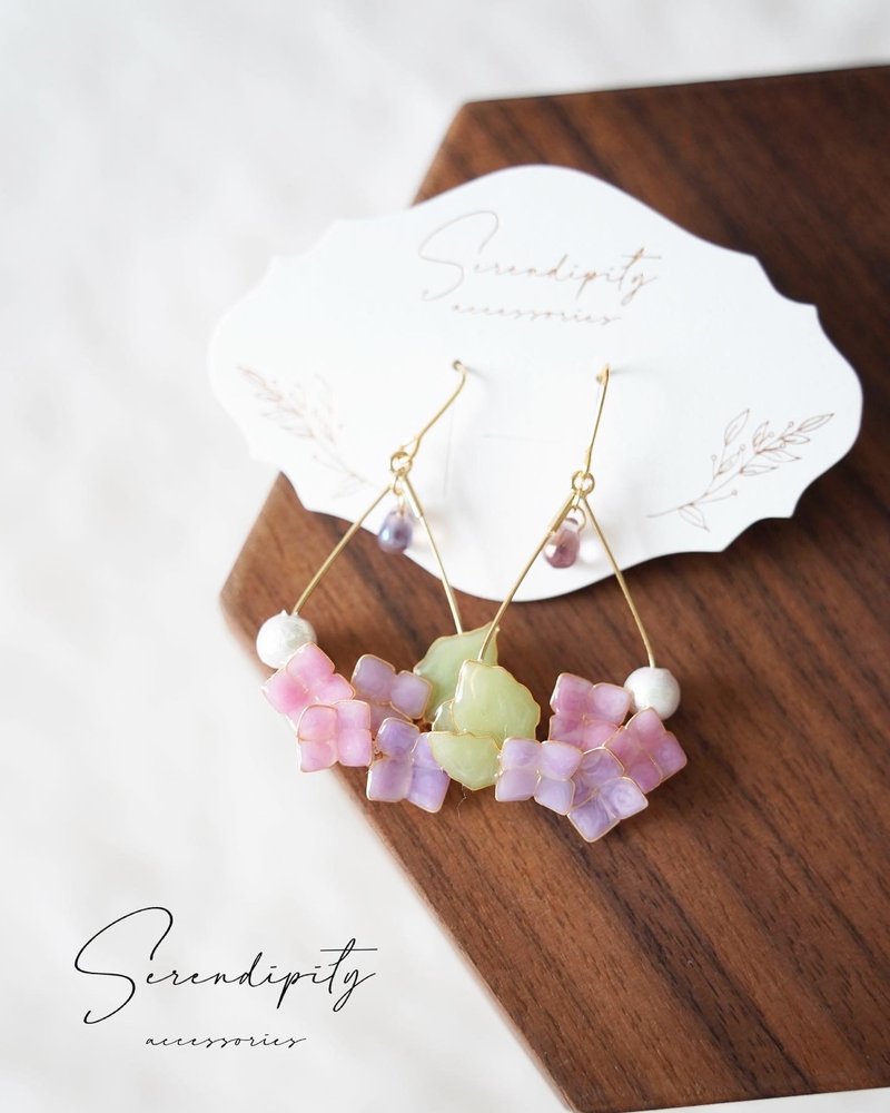 Hydrangea Earrings - Earrings & Clip-ons - Other Materials Pink