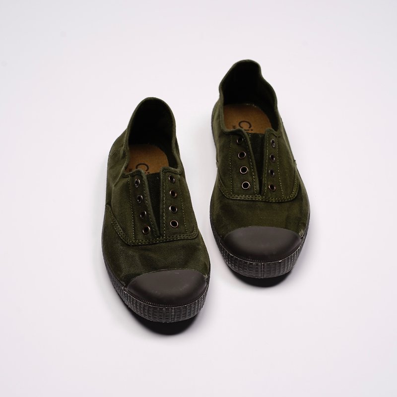 西班牙帆布鞋 CIENTA U70777 22 墨綠色 黑底 洗舊布料 大人 - 女休閒鞋/帆布鞋 - 棉．麻 綠色