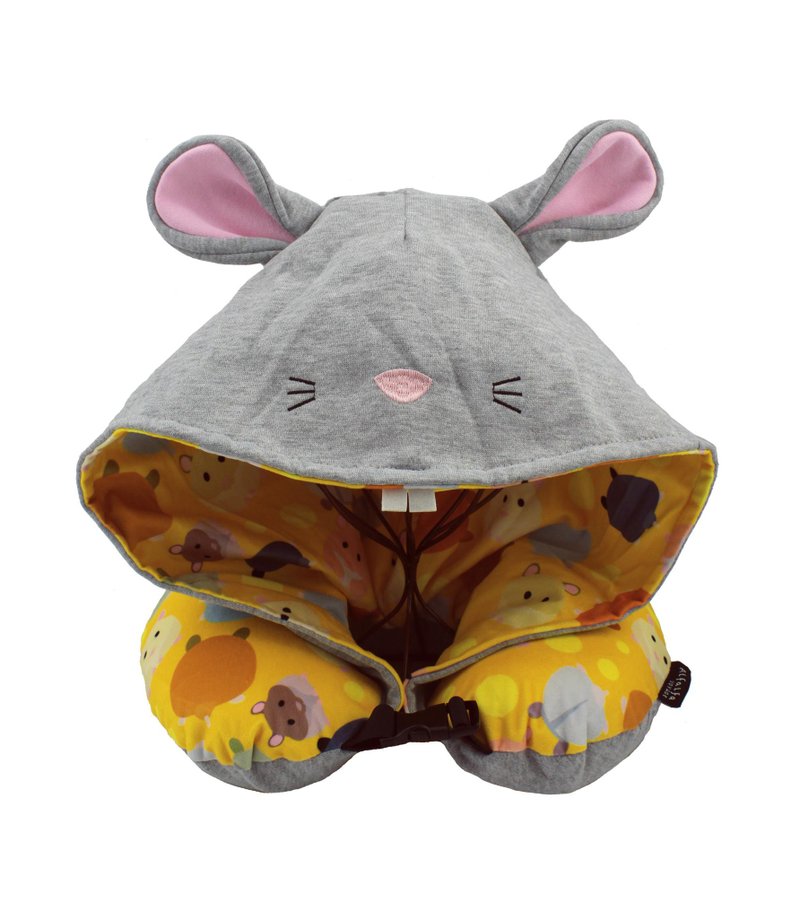 Yellow Hamster Memory Foam Hoodie Neck Cushion(with storage bag) - หมอน - ไฟเบอร์อื่นๆ สีเหลือง