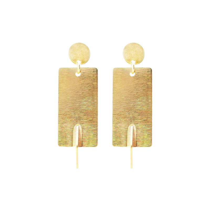 Geometric cross-section earrings - ต่างหู - ทองแดงทองเหลือง สีทอง