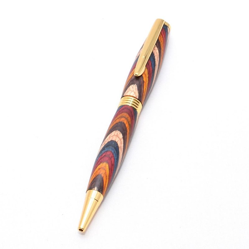 Handmade wooden rotary ballpoint pen (kind of hard wood dyed; 24 gold-plated) (TP-24K-CGF) - Pencil Cases - Wood Blue