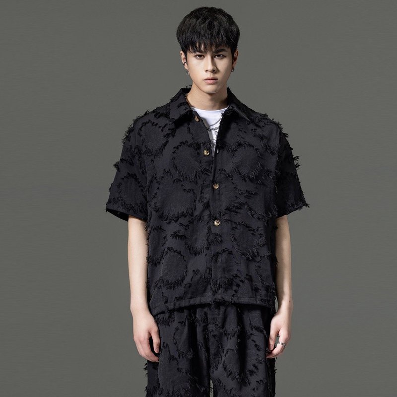 Summer suit men tassel leisure shirt jacquard men jacket - Men's Shirts - Other Materials 