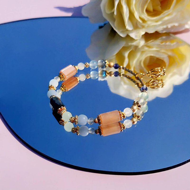 The little birds on the branches sing on the drunken day. Eagle Eye Stone Angel Stone Labradorite 14K Gold Crystal Design Bracelet - Bracelets - Crystal Orange