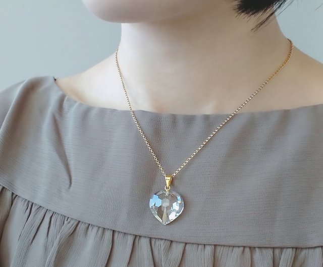 WOMENS]14kgfクリアクォーツネックレス 45cm ドロップ nn75