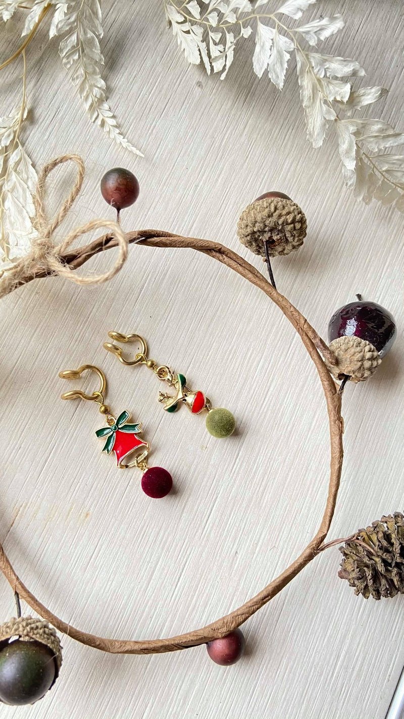 Christmas series of bells and elk - Earrings & Clip-ons - Other Metals Multicolor