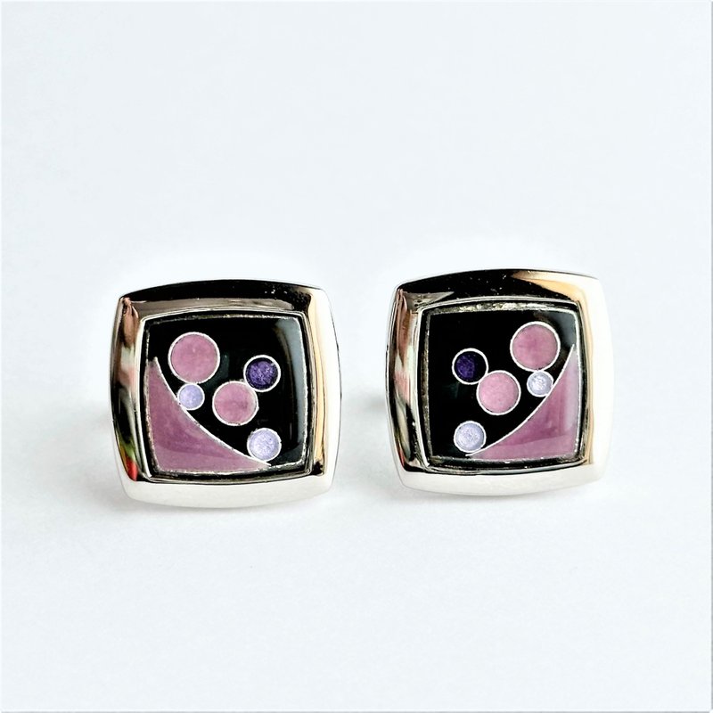 Planet [Amethyst] Cloisonne cufflinks, pure silver metal cloisonne - Cuff Links - Other Materials Purple