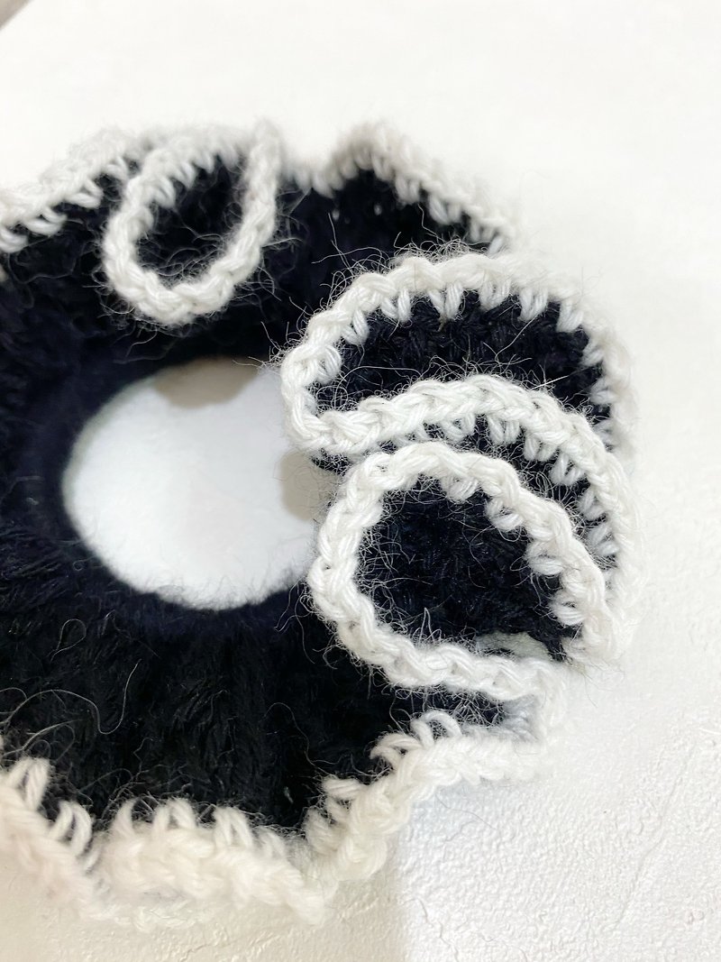 Soft cashmere braided hair tress / large intestine ring / Champs Hepburn - Hair Accessories - Wool Black