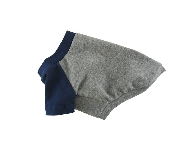 Gray&Navy Contrasting Raglan Top, Cotton Dog Tee, Dog Apparel - 寵物衣服 - 其他材質 灰色