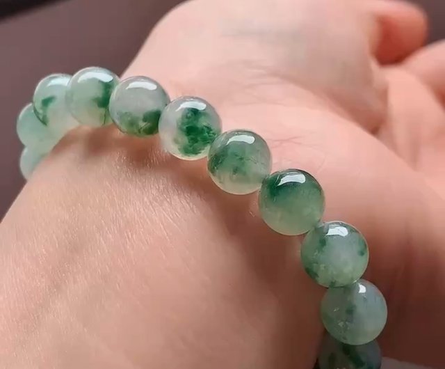 アイスジェイド天然翡翠 翡翠ビーズチェーンブレスレット・花が