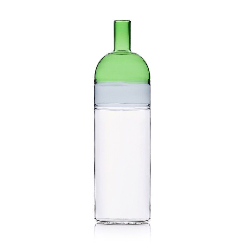 [Milan Hand Blown Glass] Tequila Gradient Bottle - Grass Green/Smoked Grey/Clear - Other - Glass 