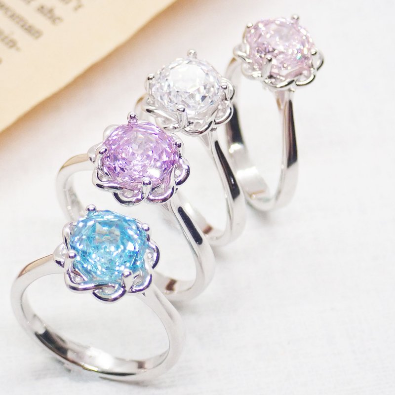 [Bifa Life] Sterling Silver Ring-Rose Blooming in Diamonds Sterling Silver 925 Handmade Jewelry - General Rings - Silver Silver