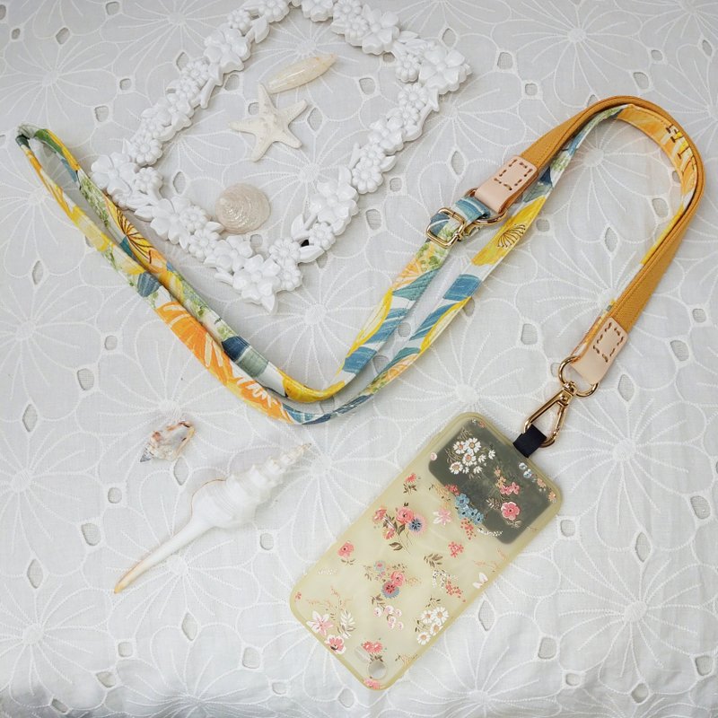 三合一多功能黃色韓國棉布手機斜背繩/斜背帶/背繩/掛繩 - 手機掛繩/背帶 - 棉．麻 黃色