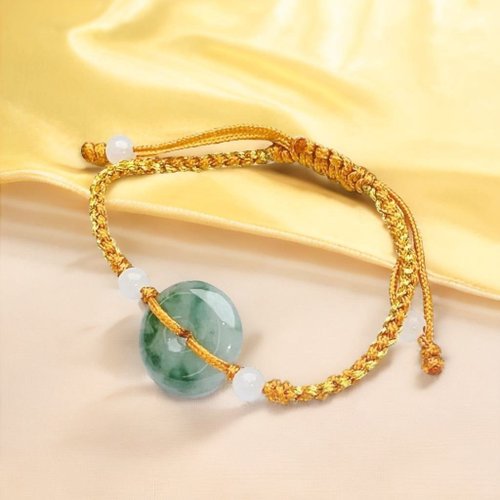 瓔珞珠寶盒 E.L.Jewelry Box 【好寶寶】冰飄綠翡翠平安扣嬰兒編織手鍊|天然緬甸A貨翡翠|送禮