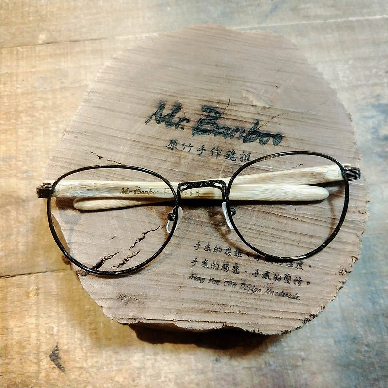 Taiwan handmade glasses [MB F] series of exclusive patented touch aesthetic aesthetic action art - Glasses & Frames - Bamboo Gold