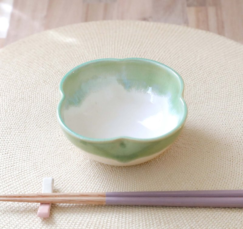 流動若草綠 四葉小鉢 1 - 碗 - 陶 綠色