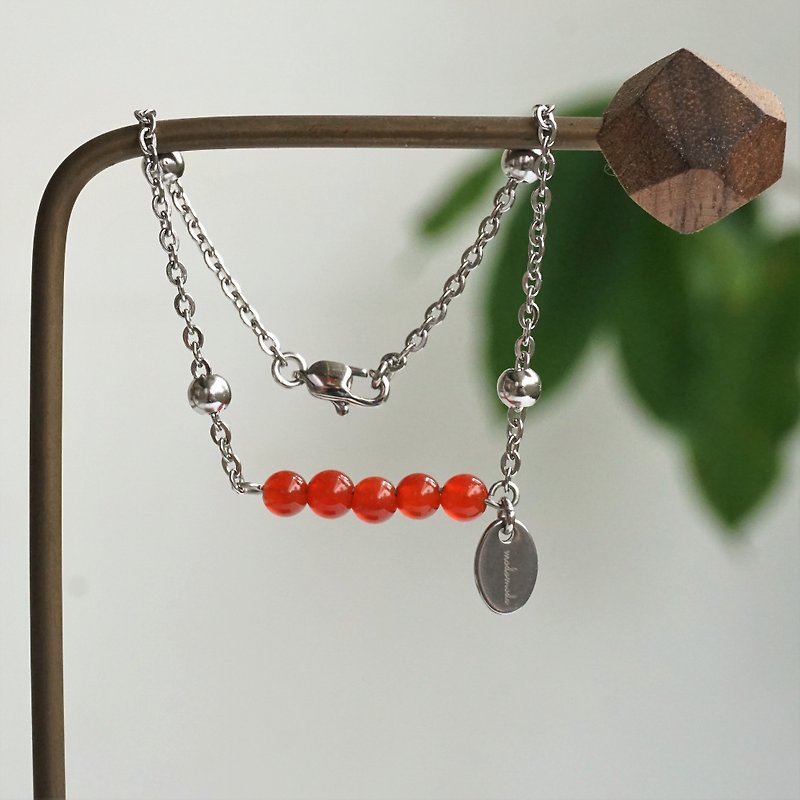<< modomodo birth stone bracelet >> July birthstone - Red Agate Redagate - Bracelets - Semi-Precious Stones Red