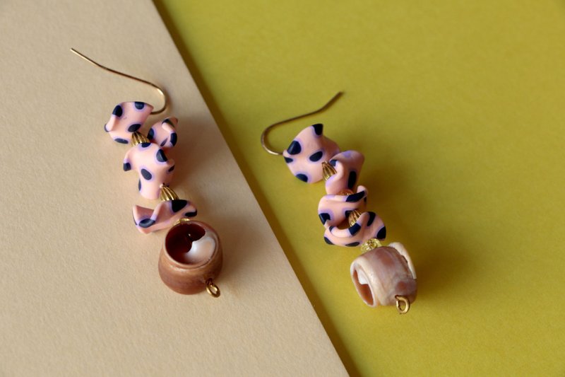 Pink Circle Ear Ring - Earrings & Clip-ons - Pottery Pink