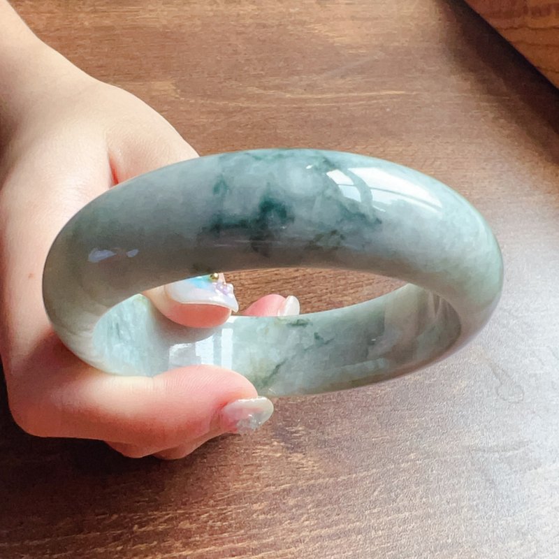 Floating Blue Flower Jadeite Bracelet | 19cm | Natural Burmese Jadeite A Grade | Gift - Bracelets - Jade Multicolor