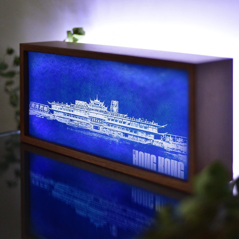 藍曬實木燈箱 | 香港系列 珍寶海鮮舫 | 原創設計 | 香港製 - 燈具/燈飾 - 木頭 藍色