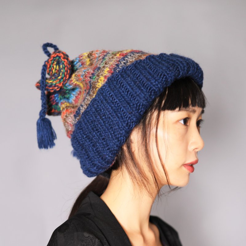 Wool Knitting Ocean Color Scarf Hat_ Fair Trade - หมวก - ขนแกะ หลากหลายสี