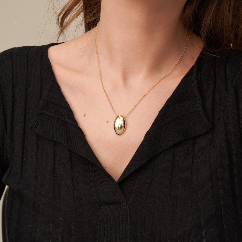 Gold Teardrop Charm Necklace,layering necklace,925 Sterling Silver Necklace - สร้อยคอ - เงิน สีทอง