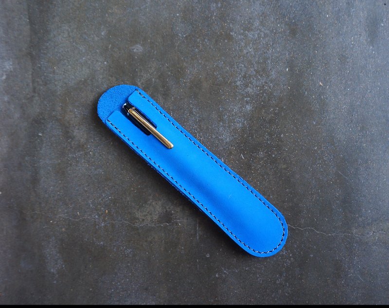 Leather Single Pen Case | Blue (Cowhide/Pen Case/Pen Case) - กล่องดินสอ/ถุงดินสอ - หนังแท้ สีน้ำเงิน