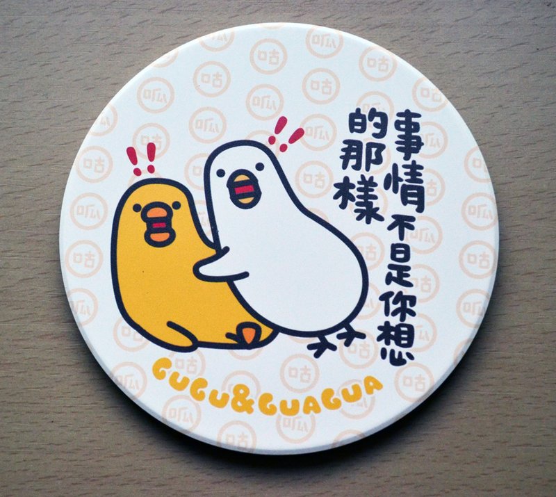 Retractable Chicken and Duck Ceramic Absorbent Coasters Things Are Not What You Think - ที่รองแก้ว - วัสดุอื่นๆ ขาว