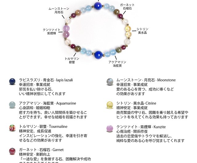 青金石海藍寶事業運天然水晶日本手作禮物能量石手鍊- 設計館Hoshino