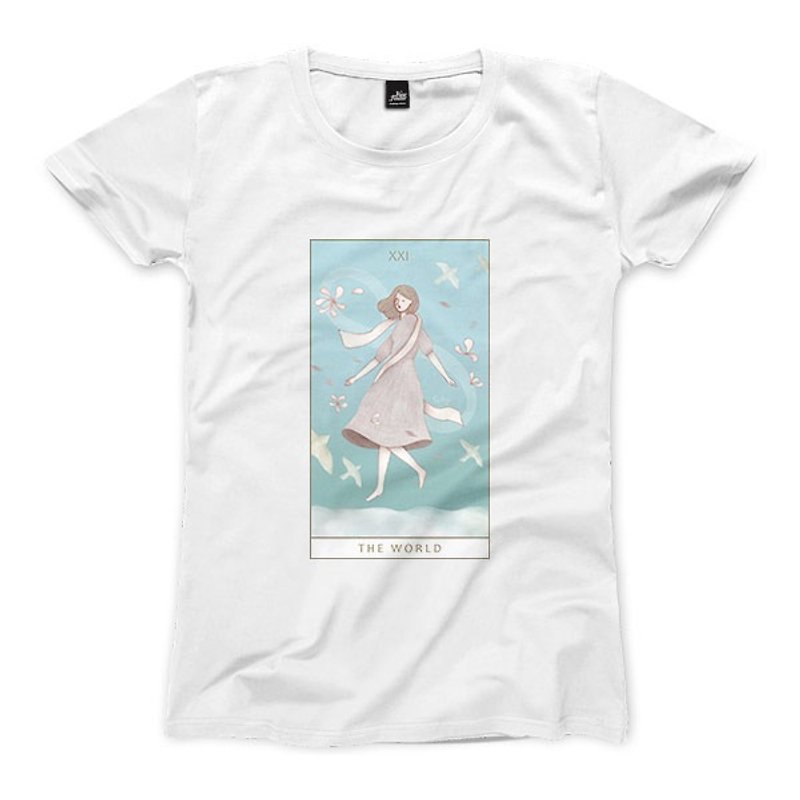 XXI | The World - White - Women's T-Shirt - เสื้อยืดผู้หญิง - ผ้าฝ้าย/ผ้าลินิน 