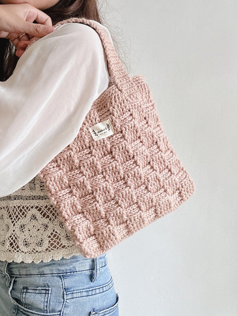 DIY手工鈎織羊毛紋理手提包包材料包教學 - 編織/刺繡/羊毛氈/縫紉 - 羊毛 