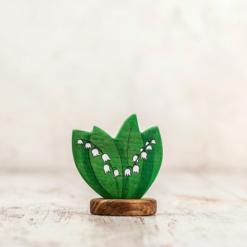 Handcrafted Wooden Lily-of-the-ValleyToy Eco-Friendly Educational Toy for Kids - 嬰幼兒玩具/毛公仔 - 木頭 綠色