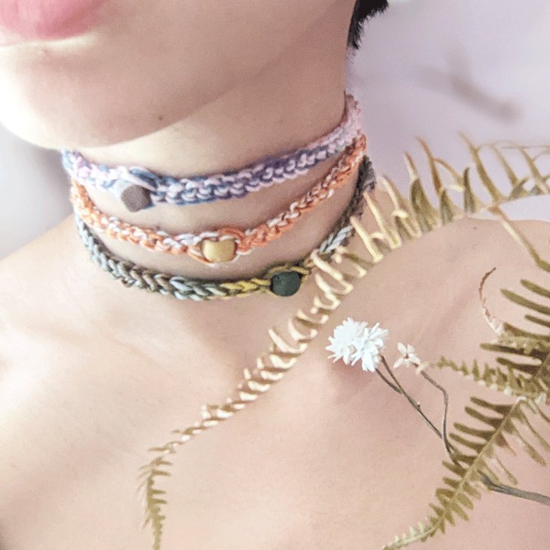 【Pottery Necklace】Neck Training / Clavicle Chain-Bead Series- - Necklaces - Pottery 