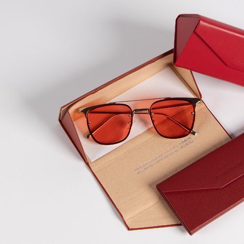 Premium Authentic PA-折疊收納皮革眼鏡盒-紅黑系列多色任選