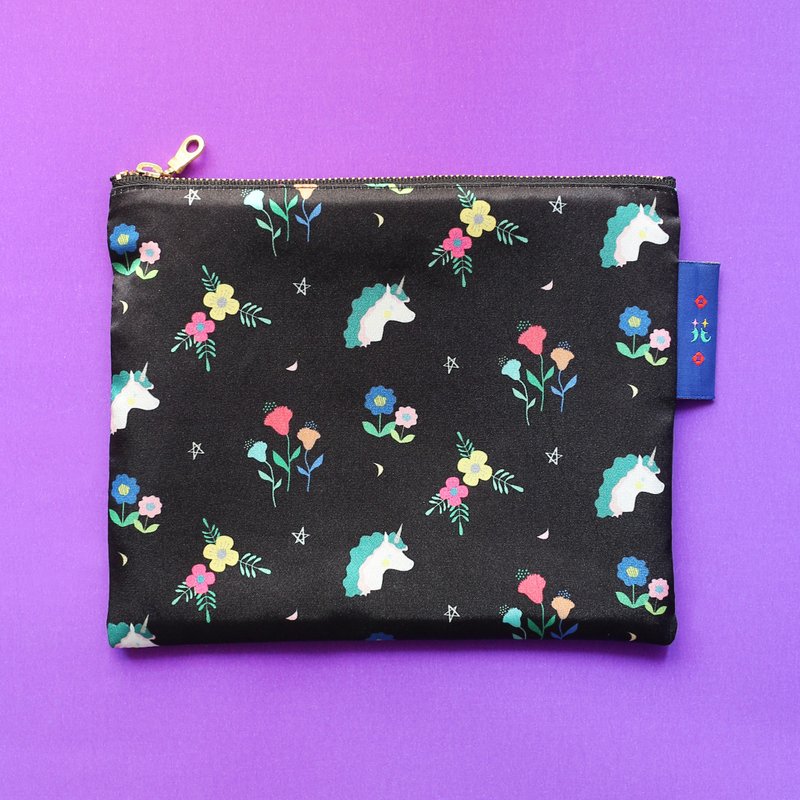 Secret garden zipper storage bag - Toiletry Bags & Pouches - Polyester Black