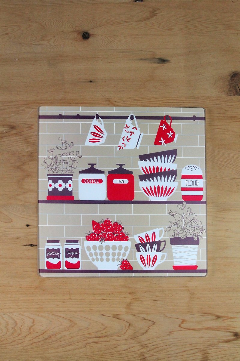 Britain imported Rayware Nordic kitchen totem glass cutting board / placemat / insulation pad (grey) - spot - เครื่องครัว - แก้ว สีกากี