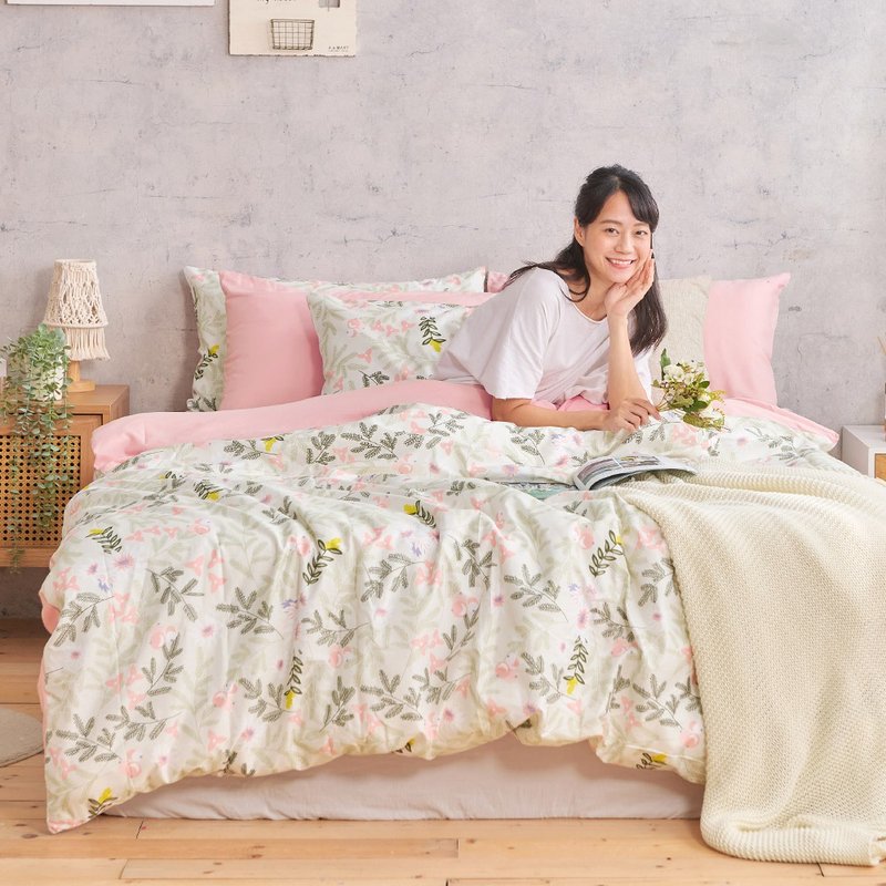 Bed quilt set-single/double/large/soft cotton/only berry love language - Bedding - Other Materials Pink