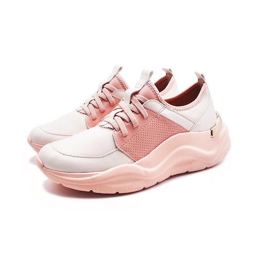 米蘭皮鞋Milano WALKING ZONE(女)都市彈力免綁帶運動休閒鞋 女鞋-粉色