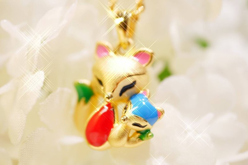 Recruiting Fox Fairy-Hard Gold Pendant - Necklaces - 24K Gold Gold
