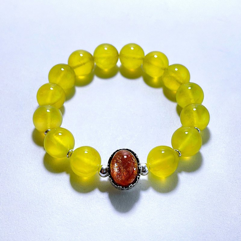 Gemstone Natural Canary Top Gold Prehnite 11.7 mm Gold Sunstone Bracelet - Bracelets - Gemstone Yellow