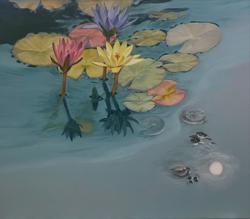 睡蓮與月影的兩個空間 - 海報/掛畫/掛布 - 棉．麻 