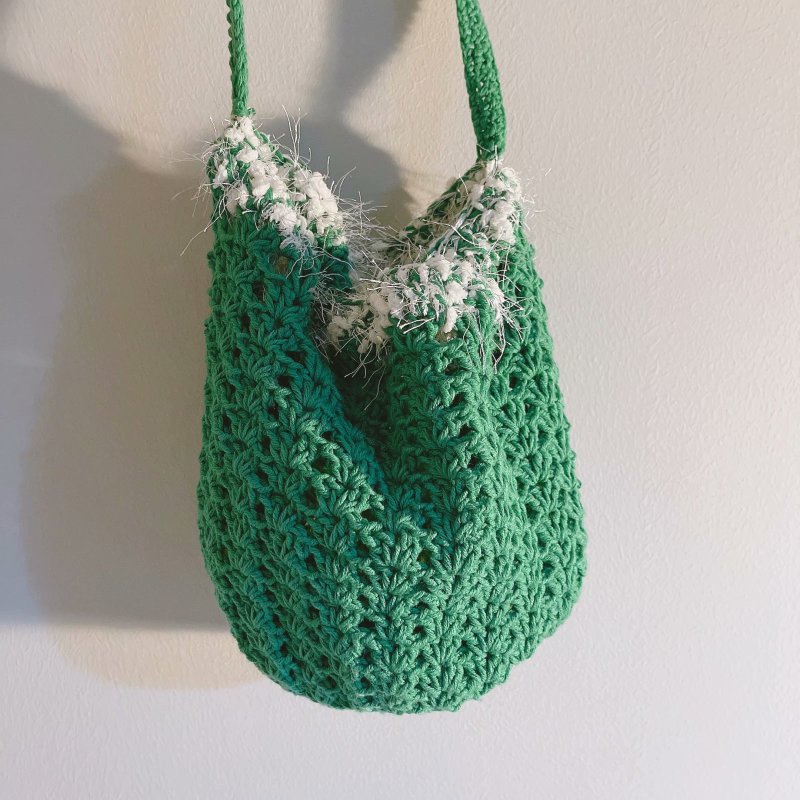 Handmade Heavy Crochet Shoulder Bag 2025 Mother's Day Gift - Messenger Bags & Sling Bags - Cotton & Hemp Green