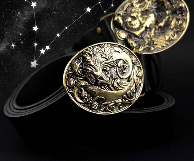 Pisces soild brass belt buckle Astrological Zodiac Sign belt