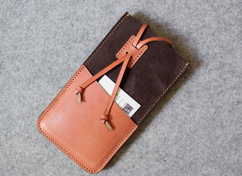 YOURS Mobile Phone Case Leather Suede + Bright Orange Leather - Phone Cases - Genuine Leather 