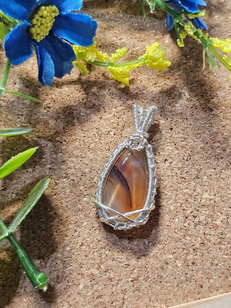 【葉綠舒手作】海之暮-2  /金屬線編織/節日/禮物/飾品/項鍊/手作 - 項鍊 - 銅/黃銅 金色