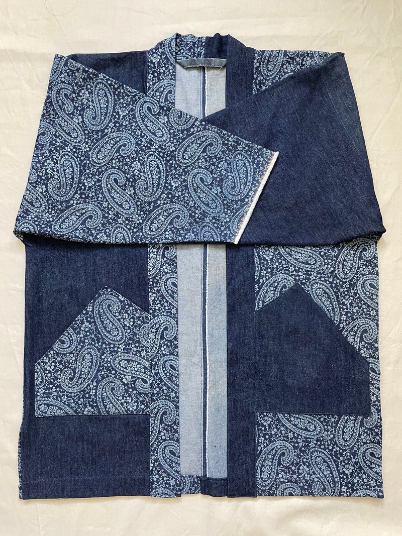 Denim Kimono Jacket Denim Kimono Jacket - เสื้อแจ็คเก็ต - ผ้าฝ้าย/ผ้าลินิน สีน้ำเงิน